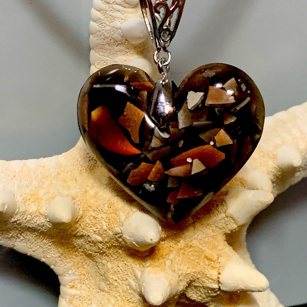 Dark Crab Shell Pendant with Necklace